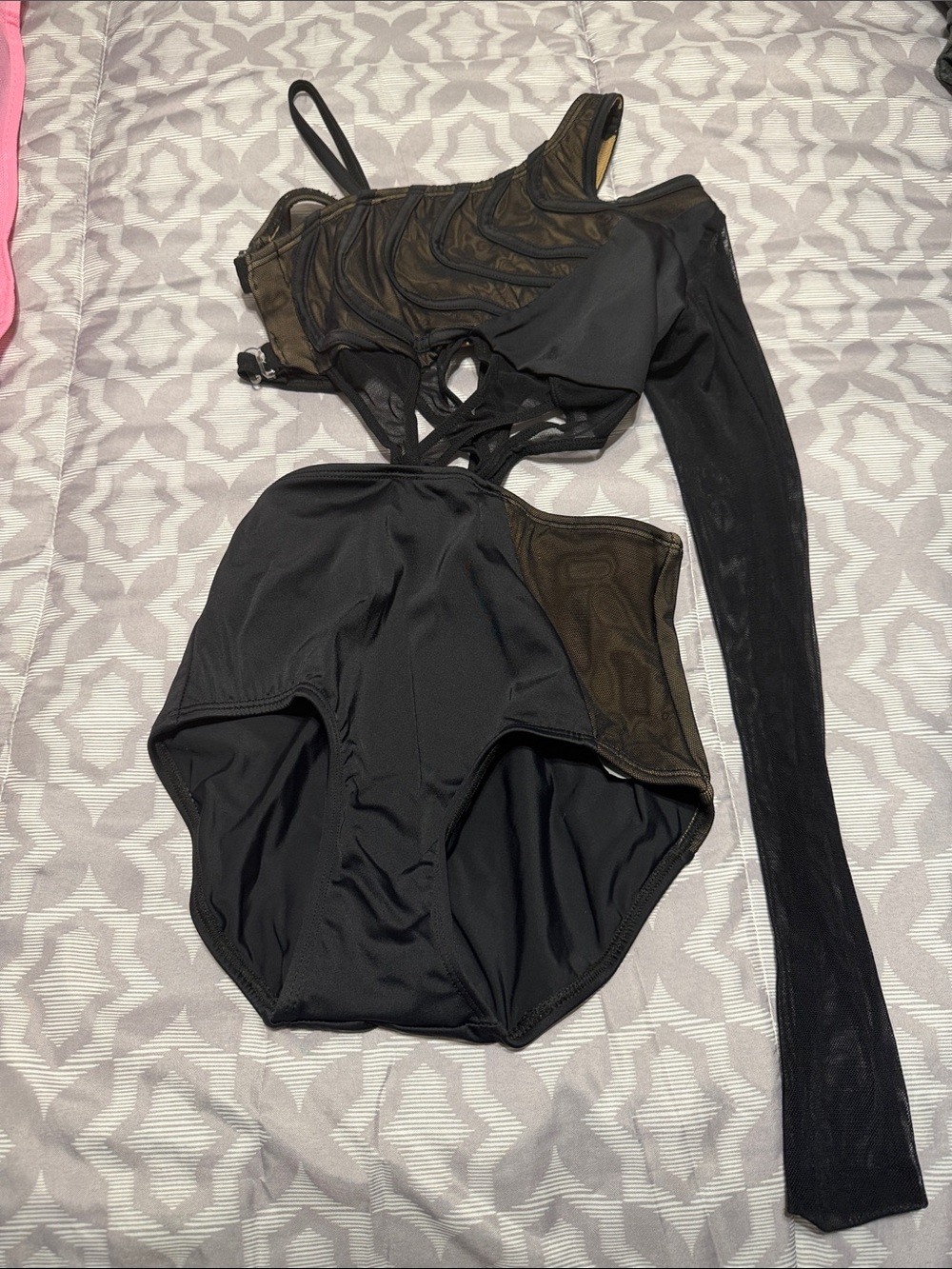 Black One-Shoulder Mesh Cutout costume